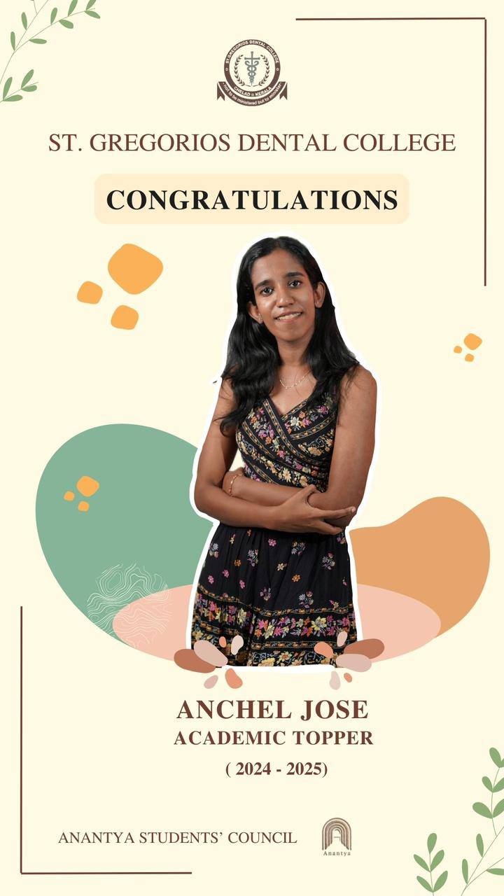 Congratulations Anchel Jose for recieving Academic Topper Award (2024-2025)
