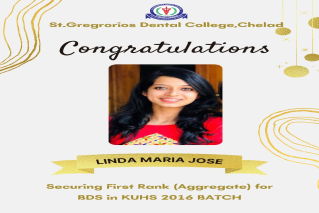 CONGRATULATIONS DR LINDA MARIA JOSE - UNIVERSITY FIRST RANK FOR 2016 BATCH